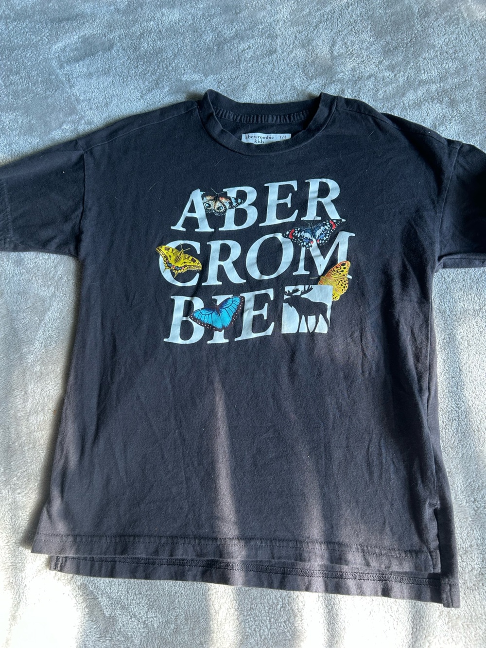 abercrombie kids grey Graphic Tee with Colorful Butterfly Accents